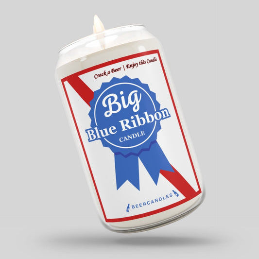 Big Blue Ribbon Beer Candle
